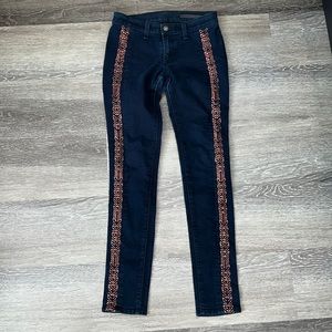 Rag & Bone 25 Blue Bengal Midnight Stitched Metallic Copper Skinny Jeans